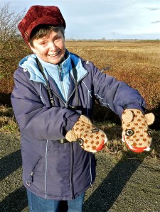 Lorna & birding mitts